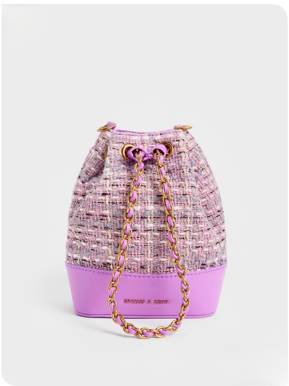 Charles & Keith Lilac Tweed Bucket Bag